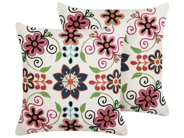 Koristetyyny monivärinen puuvilla villa 50 x 50 cm 2 kpl setti irrotettava päällinen boho-tyyli