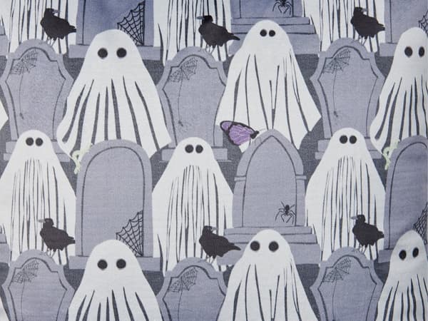 Koristetyyny harmaa 45 x 45 x 12 cm sametti kummituskuvio neliö vetoketju halloween