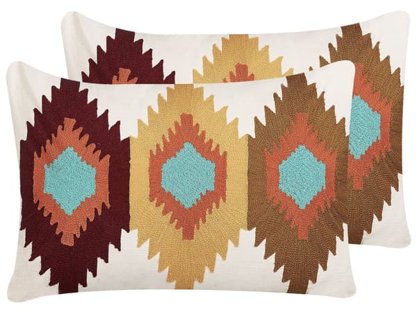 Koristetyyny monivärinen puuvilla geometrinen kuvio 40 x 60 cm 2 kpl irrotettava päällinen boho-tyyli