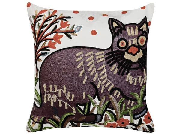 Koristetyyny monivärinen puuvilla kissakuvio 50 x 50 cm 2 kpl irrotettava päällinen boho-tyyli