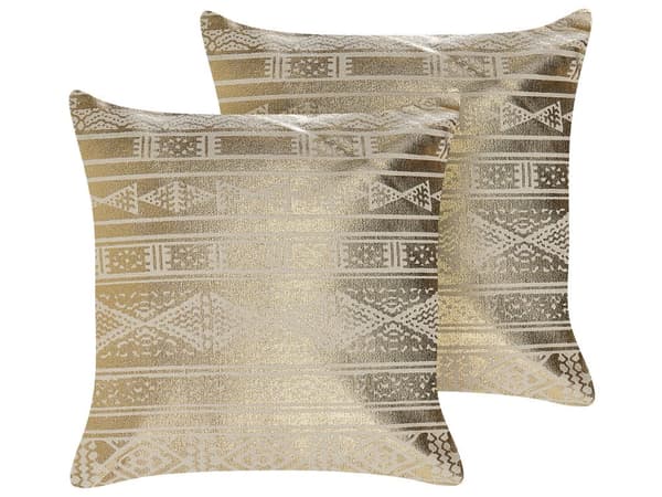 Pyntepuder Guld Bomuld Polyester Sæt 50 x 50 cm Dekorative Små Firkantede Mønstret Sofapuder til Stue Sengen Soveværelse Indretning Tilbehør