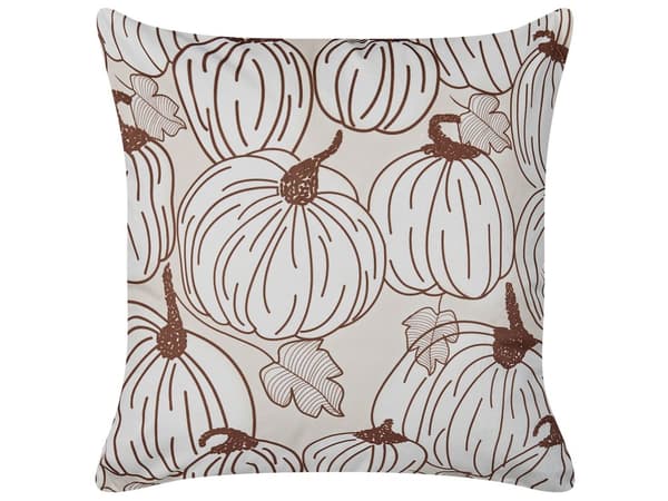 Pyntepuder Beige Brun Hvid Velour Sæt 45 x 45 cm Små Flotte Firkantede Sofapuder til Sofaen Stuen Tilbehør Puder med Græskar Halloween Pynt