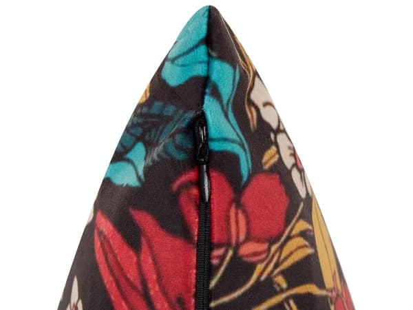 Pyntepude Sort Multifarvet Velour 45 x 45 cm Lille Flot Firkantet Blød Sofapude til Stue Blomster Pude til Seng Boho Tilbehør Soveværelse