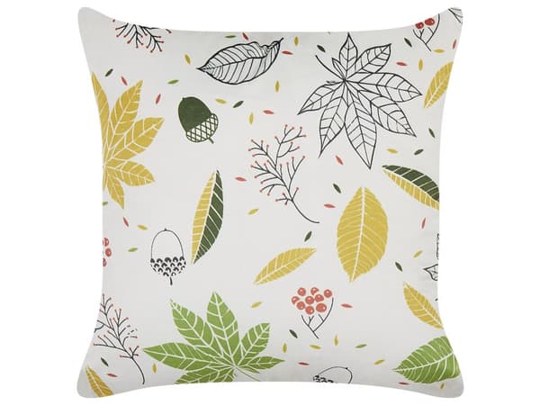 Pyntepude Hvid Multifarvet Velour 45 x 45 cm Lille Flot Firkantet Blød Sofapude til Stue Efterårsblade Pude til Seng Boho Tilbehør Soveværelse