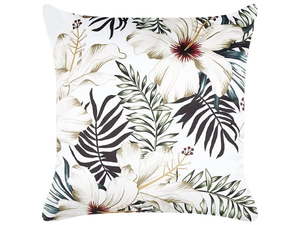 Pyntepude Grøn Hvid Velour 45 x 45 cm Lille Flot Firkantet Blød Sofapude til Stuen Bladmønster Pude til Sengen Boho Retro Tilbehør Soveværelse