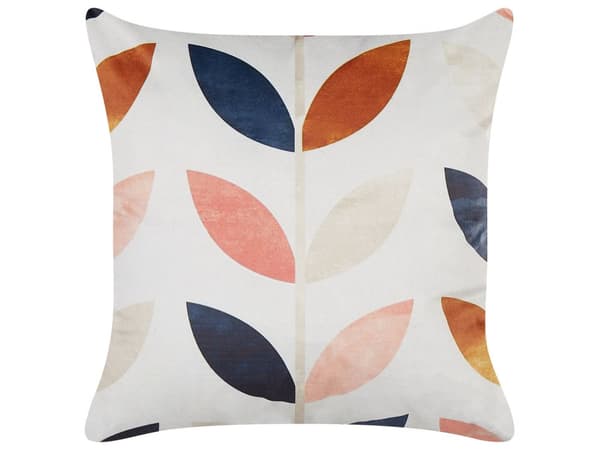 Pyntepuder Hvid Multifarvet Velour Sæt 45 x 45 cm Små Flotte Firkantede Bløde Sofapuder til Stue Bladmønster Puder til Seng Boho Soveværelse