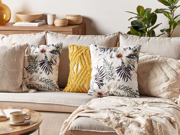 Pyntepuder Grøn Hvid Velour Sæt 45 x 45 cm Små Flotte Firkantede Bløde Sofapuder til Stuen Bladmønster Puder til Seng Boho Soveværelse
