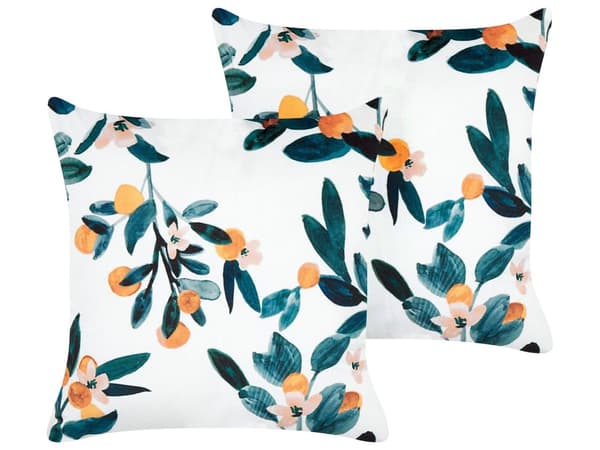 Pyntepuder Grøn Hvid Velour Sæt 45 x 45 cm Små Flotte Firkantede Bløde Sofapuder til Stuen Bladmønster Puder Seng Boho Tilbehør Soveværelse