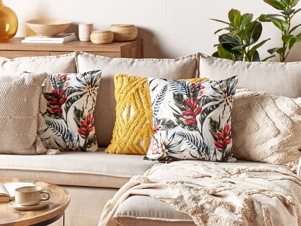 Pyntepuder Grøn Rød Velour Sæt 45 x 45 cm Små Flotte Firkantede Bløde Sofapuder til Stuen Bladmønster Puder til Seng Boho Tilbehør Soveværelse