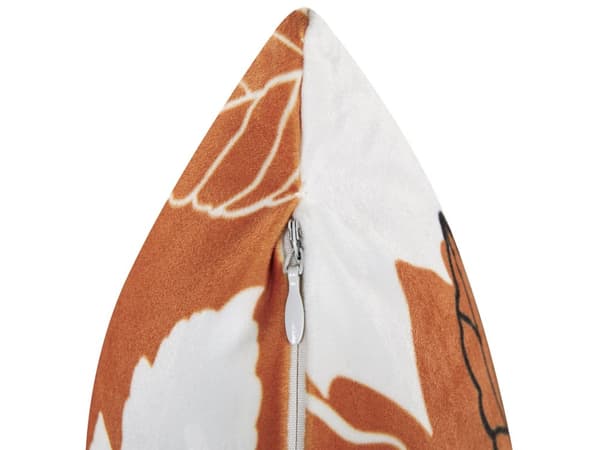 Koristetyyny oranssi 45 x 45 x 10 cm sametti lehtikuvio neliö boho maalaismainen