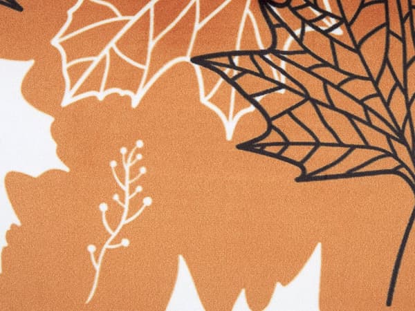 Koristetyyny oranssi 45 x 45 x 10 cm sametti lehtikuvio neliö boho maalaismainen