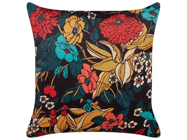 Koristetyyny monivärinen 45 x 45 x 10 cm sametti kukkakuvio lehtikuvio boho moderni