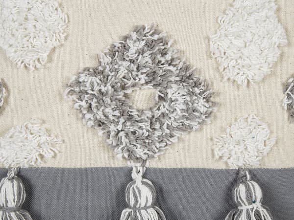 Pyntepude Beige Grå Bomuld 45 x 45 cm Lille Flot Firkantet Sofapude Tekstureret med Kvaster Pude til Stuen Sengen Dekoration Boho