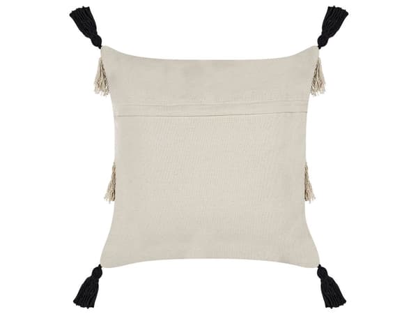 Koristetyyny beige musta 45 x 45 x 10 cm puuvilla polyesteri 2 kpl geometrinen kuvio tupsut boho