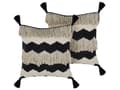 Pikkukuva 1 / 9: Koristetyyny beige musta 45 x 45 x 10 cm puuvilla polyesteri 2 kpl geometrinen kuvio tupsut boho