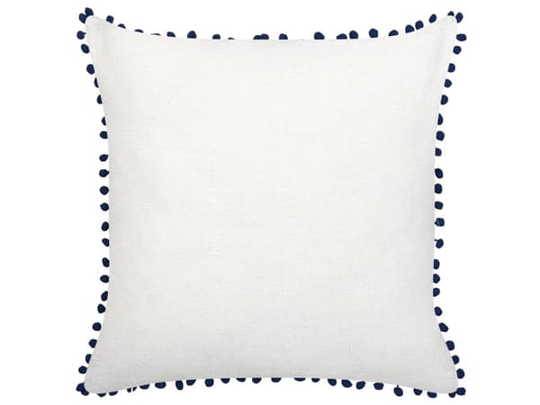 Koristetyyny sininen valkoinen 45 x 45 x 10 cm lehtikuvio 2 kpl polyesteri puuvilla pellava