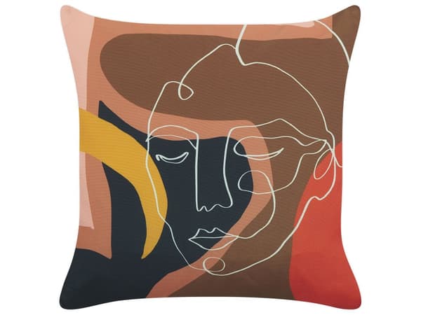 Sæt med 2 Pyntepuder Flerfarvet Polyester 45 x 45 cm Ansigtsmotiv Glamour Dekor Tilbehør