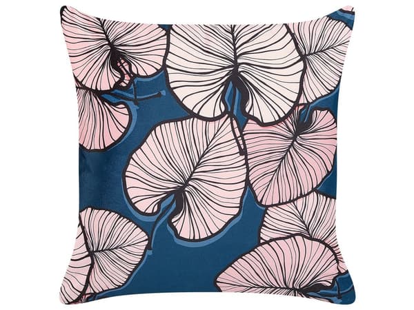 Sæt med 2 dekorative puder Lyserød Blå Velour 45 x 45 cm Bladtryk Glamour Tilbehør