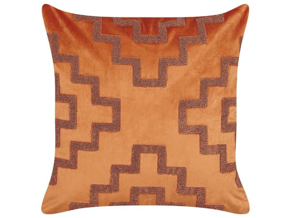 Sæt med 2 Pyntepuder Orange Velour 45 x 45 cm Geometrisk mønster Glamour Accessories
