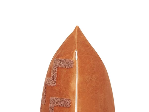 Sæt med 2 Pyntepuder Orange Velour 45 x 45 cm Geometrisk mønster Glamour Accessories