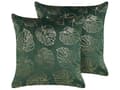 Miniatyrbillede 1 af 7: Sæt med 2 dekorative puder Blue Velour 45 x 45 cm Bladtryk Glamour Dekor Accessories
