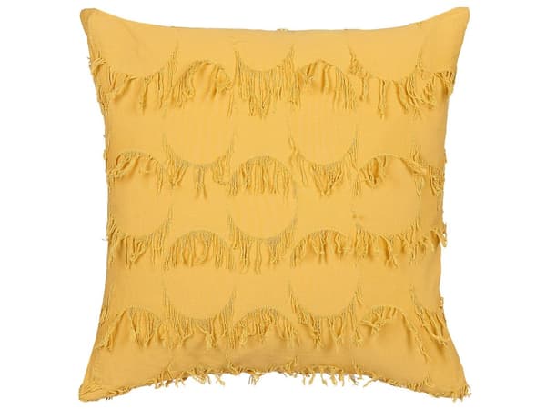 Pyntepude Gult stof 45 x 45 cm med kvaster Boho Retro Decor Accessories