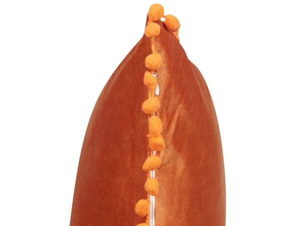 Sæt med 2 Pyntepuder Orange Velour 45 x 45 cm med Mini Pom Poms Stole Hynde Glam Retro