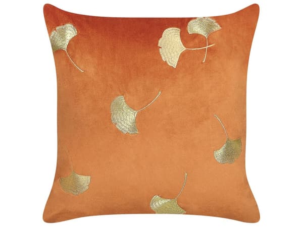 Koristetyyny oranssi sametti kangas 45 x 45 cm kultaus 2 kpl setti glamour tyyli