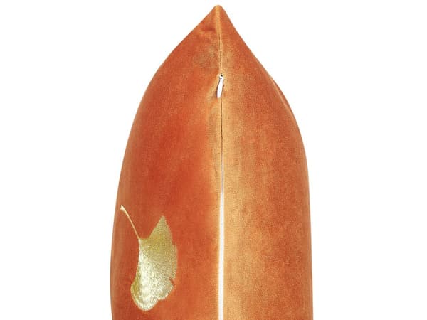 Koristetyyny oranssi sametti kangas 45 x 45 cm kultaus 2 kpl setti glamour tyyli