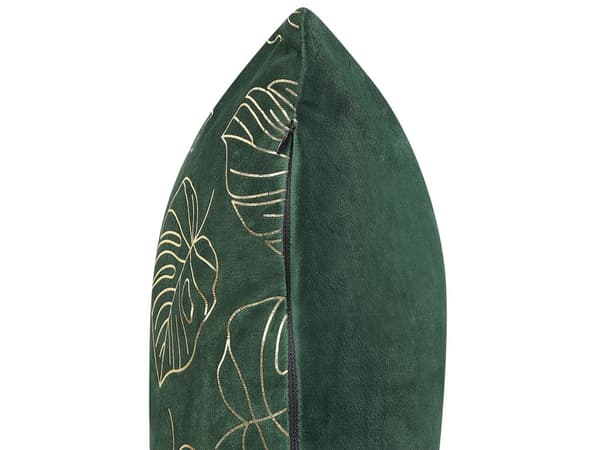 Koristetyyny tummanvihreä 45 x 45 x 10 cm sametti kultainen lehtikuvio 2 kpl glamour