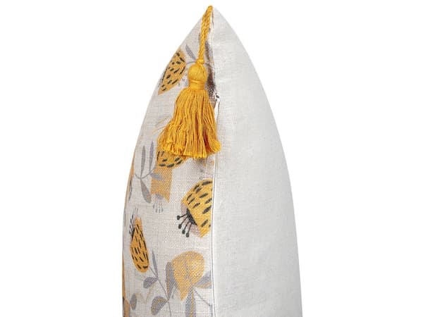 Koristetyyny beige keltainen 45 x 45 x 10 cm polyesteri 2 kpl kukkakuvio moderni