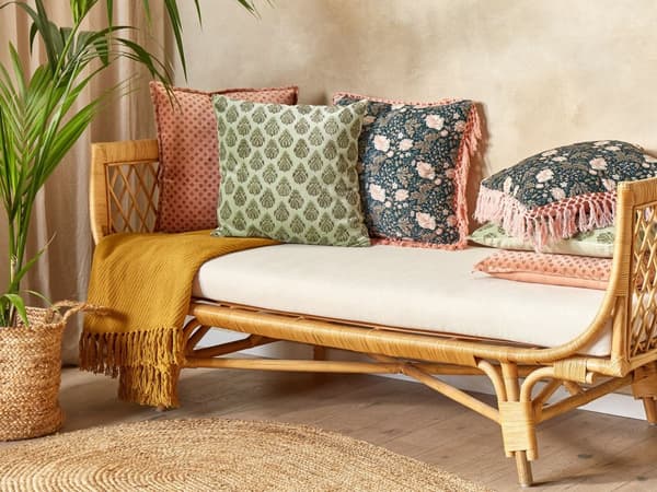 Pyntepude Grøn Velour Bomuld 45 x 45 cm Dekorativ Lille Firkantet Sofapude til Stuen Blomster Mønster Pude til Soveværelse Tilbehør