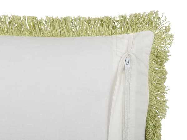 Sæt med 2 bomuldspuder Grøn og hvid 45 x 45 cm Håndbloktryk Aftageligt betræk Lynlås Country Traditionel stil
