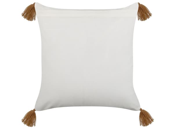 Sæt med 2 spredepuder lysebrune og hvide 45 x 45 cm Håndbloktryk Aftageligt betræk Lynlås aztekisk mønster
