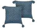 Miniatyrbillede 1 af 7: Pyntepude Mørkeblå Velour Bomuld Sæt 45 x 45 cm Dekorative Små Firkantede Sofapuder til Stuen Blomster Mønster Puder til Soveværelse Tilbehør