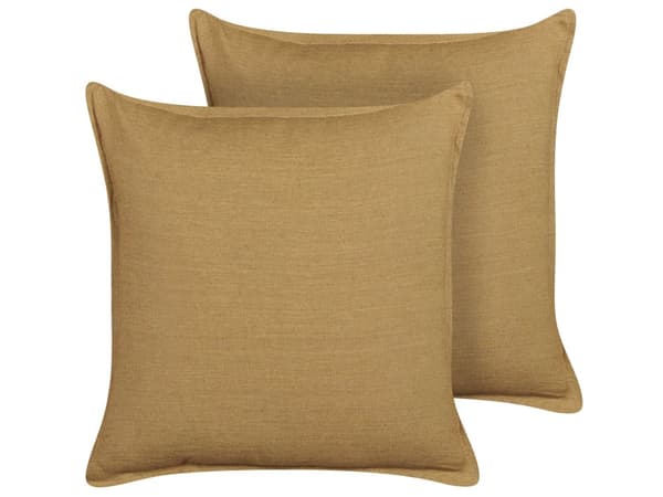 Sæt med 2 puder Sennep Gul 45 x 45 cm Pyntepuder Aftageligt betræk Lynlåslukning Grundlæggende traditionel stil