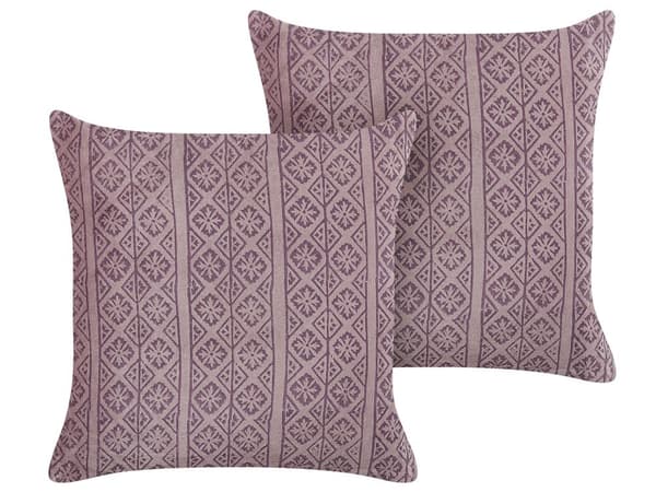 Pyntepuder Lyserød Velour Bomuld Sæt 45 x 45 cm Dekorative Små Firkantede Sofapuder til Stuen Mønstrede Puder til Soveværelse Tilbehør