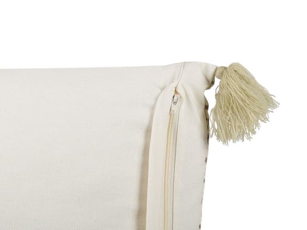 Koristetyyny beige sametti ja puuvilla 45 x 45 cm geometrinen kuviointi