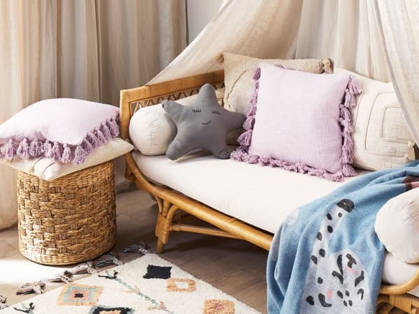 Pyntepude Pink Bomuld 45 x 45 cm med kvaster Moderne Boho Decor Accessories
