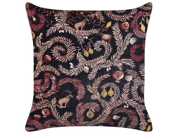 Sæt med 2 Pyntepuder Sort Pink Bomuld 45 x 45 cm Fløjl Botanisk Motiv Moderne Glamour Decor