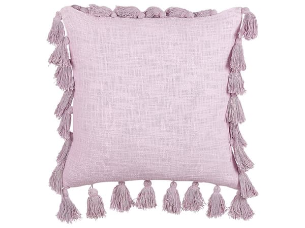 Sæt med 2 dekorative puder Pink Bomuld 45 x 45 cm med kvaster Moderne Boho Decor Accessories