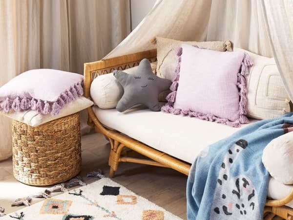 Sæt med 2 dekorative puder Pink Bomuld 45 x 45 cm med kvaster Moderne Boho Decor Accessories