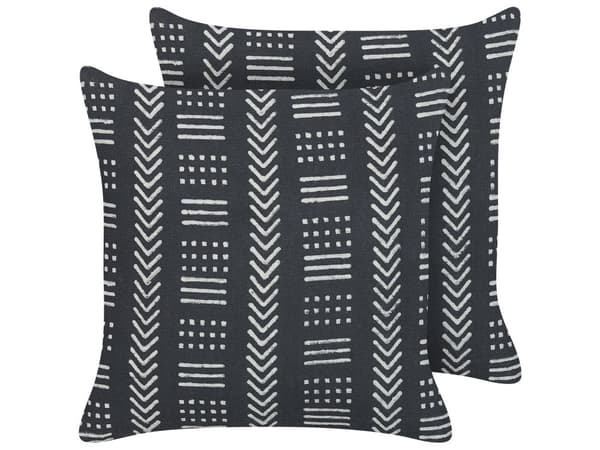 Koristetyyny musta/valkoinen puuvilla 45 x 45 cm 2 kpl geometrinen kuvio moderni