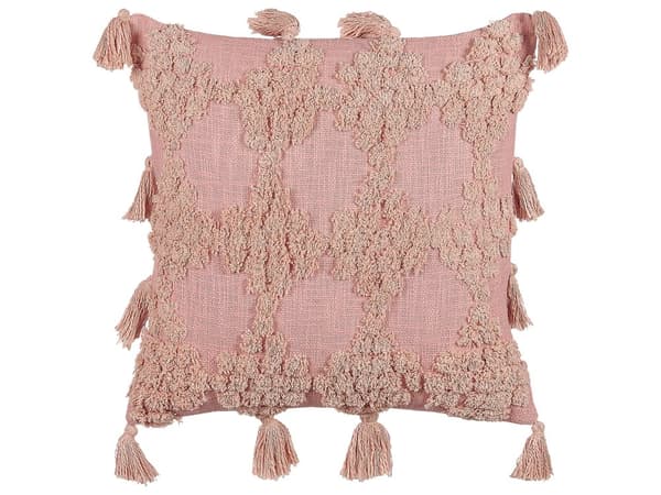 Sæt med 2 spredepuder Pink bomuld 45 x 45 cm geometrisk mønster kvaster Aftageligt betræk med fyld Boho Style