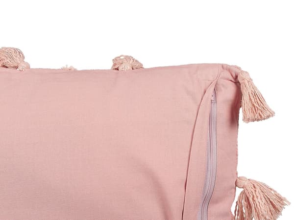 Sæt med 2 spredepuder Pink bomuld 45 x 45 cm geometrisk mønster kvaster Aftageligt betræk med fyld Boho Style