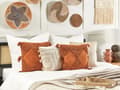 Miniatyrbillede 2 af 6: Pyntepude Orange Bomuld 45 x 45 cm Lille Flot Firkantet Blød Sofapude til Stuen Boucle Pude Kvaster til Sengen Boho Retro Tilbehør Soveværelse