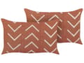 Miniatyrbillede 1 af 7: Sæt med 2 pyntepuder Orange bomuld 35 x 55 cm geometrisk mønster Boho dekorationstilbehør