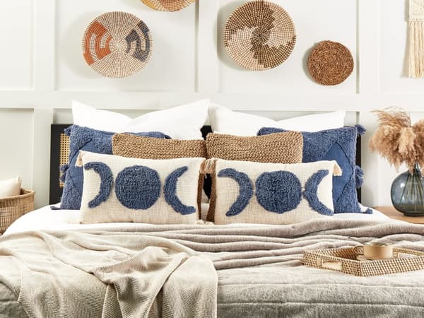 Pyntepude Grå e Bomuld 35 x 55 cm Solid mønster med kvaster Boho Dekorationstilbehør