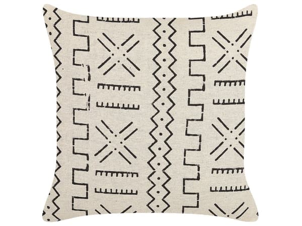 Pyntepude Hvid Sort Bomuld 45 x 45 cm Lille Flot Firkantet Blød Sofapude til Stuen Mønstret Pude til Sengen Boho Retro Tilbehør Soveværelse