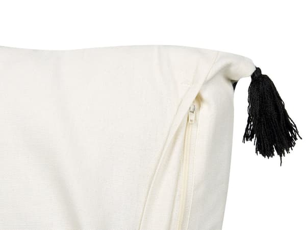 Pyntepude Hvid Sort Bomuld 45 x 45 cm Lille Flot Firkantet Blød Sofapude til Stuen Mønstret Pude til Sengen Boho Retro Tilbehør Soveværelse